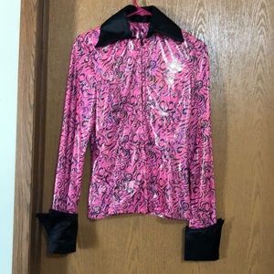 Pink and black horsemanship shirt